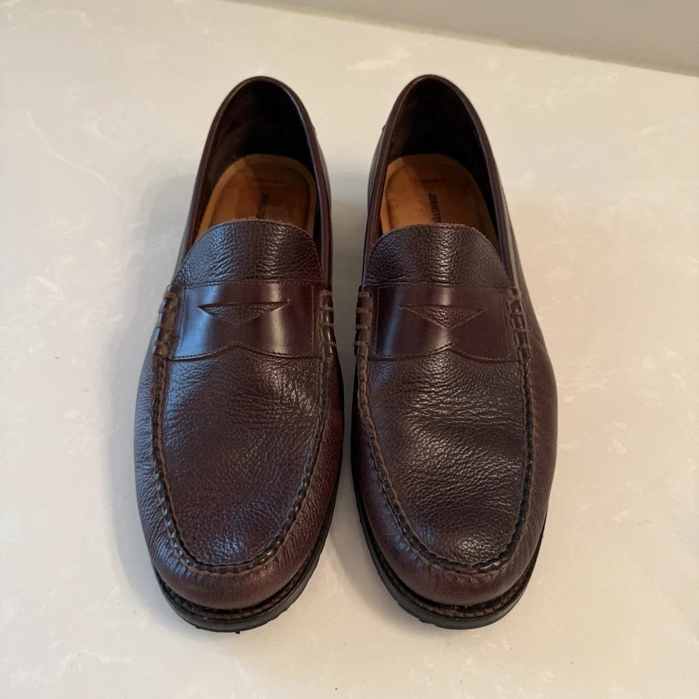 Johnston & Murphy Baldwin Brown Loafer  Sheepskin Leather Size 13M Vibram Sole